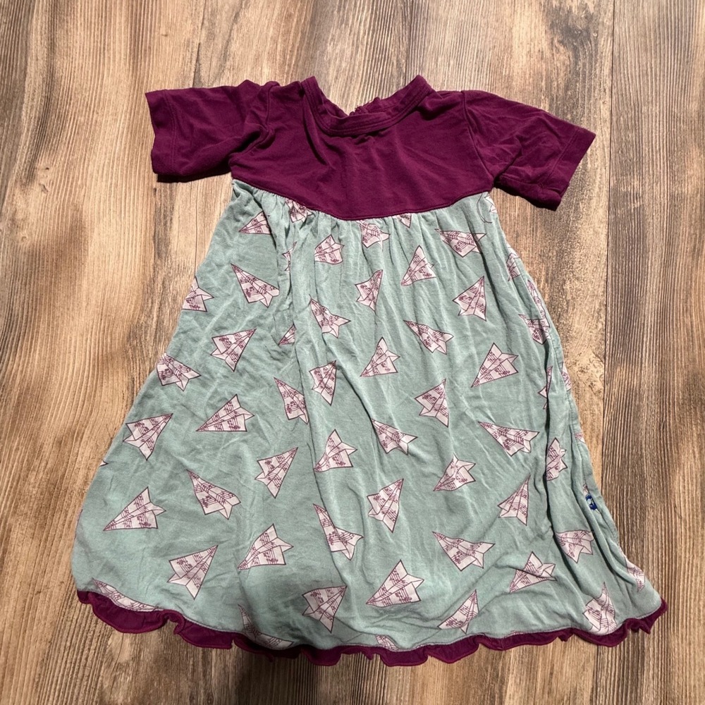Kickee Pants Swing Dress Paper Airplane Bamboo Whimsical 18-24 Months